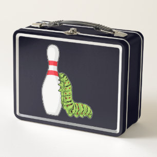 Caterpillar at Bowling with Bowling pin Metal Lunch Box