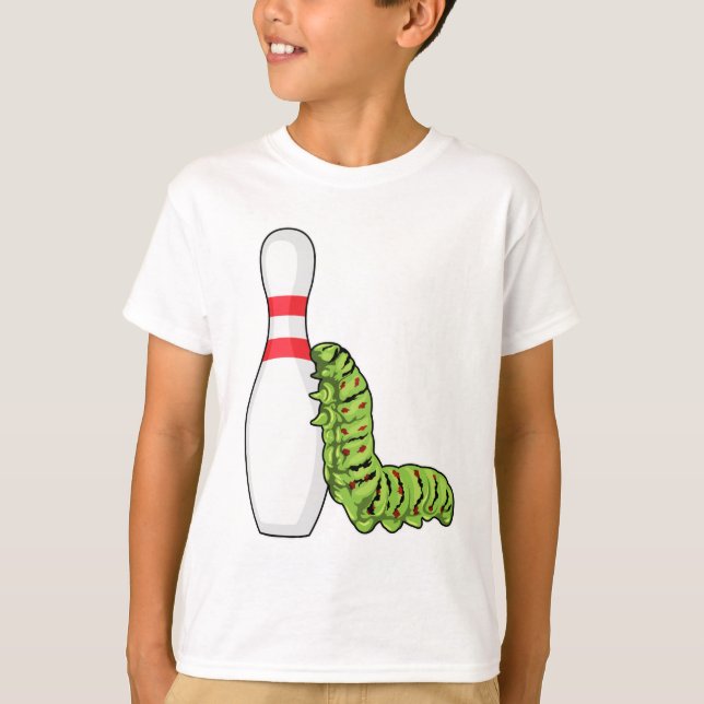 Caterpillar at Bowling with Bowling pin T-Shirt (Front)