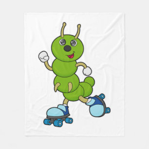 Caterpillar at Inline skating with Roller skates Fleece Blanket