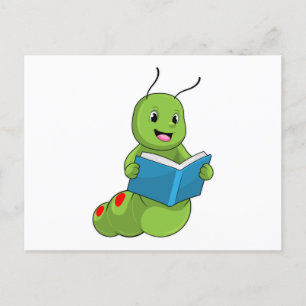 Caterpillar at Reading with Book Postcard