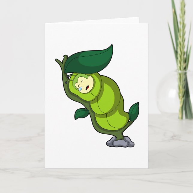 Caterpillar at Sleeping with Leaf Card (Front)