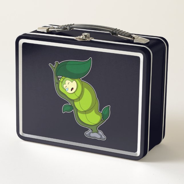 Caterpillar at Sleeping with Leaf Metal Lunch Box (Front)