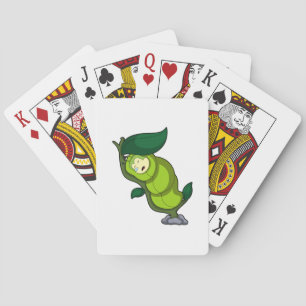 Caterpillar at Sleeping with Leaf Playing Cards