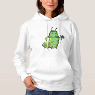 Caterpillar at Strength training with Dumbbell Hoodie
