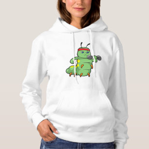 Caterpillar at Strength training with Dumbbell Hoodie