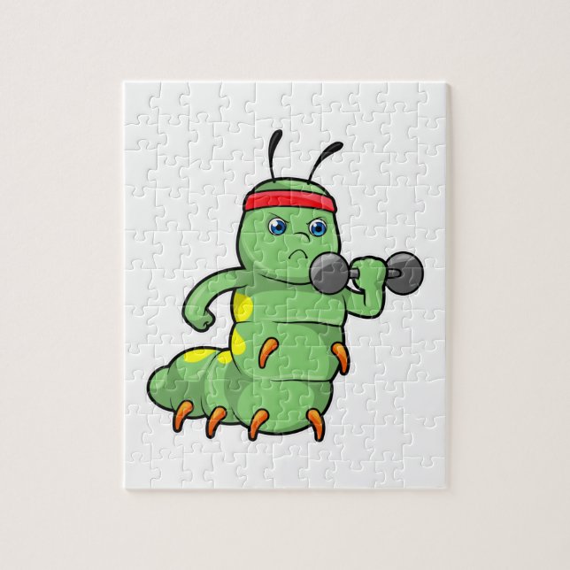 Caterpillar at Strength training with Dumbbell Jigsaw Puzzle (Vertical)