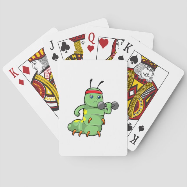 Caterpillar at Strength training with Dumbbell Playing Cards (Back)