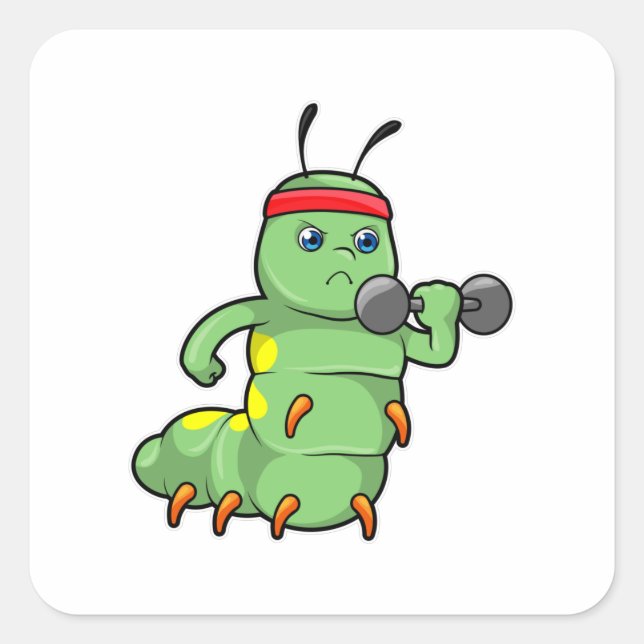 Caterpillar at Strength training with Dumbbell Square Sticker (Front)