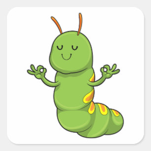 Caterpillar at Yoga Meditation Square Sticker