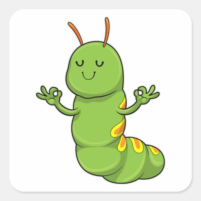 Caterpillar at Yoga Meditation Square Sticker (Front)