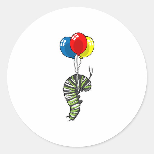 Caterpillar Balloon Classic Round Sticker (Front)
