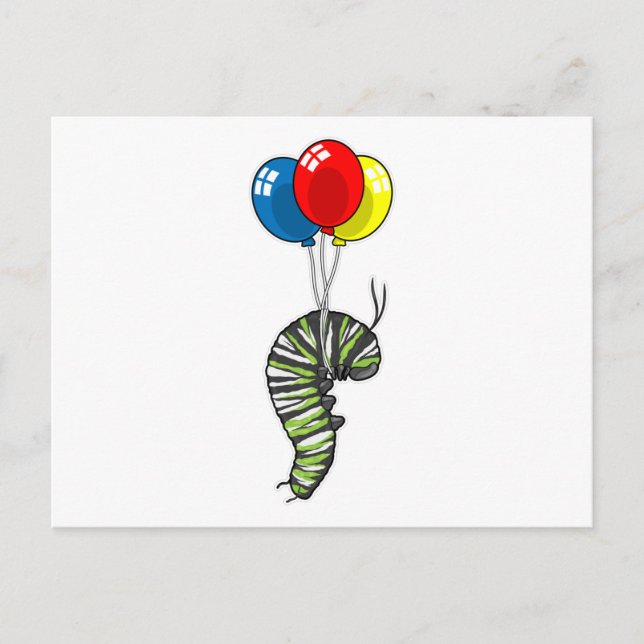Caterpillar Balloon Postcard (Front)