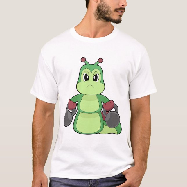 Caterpillar Bodybuilder Dumbbells Bodybuilding T-Shirt (Front)