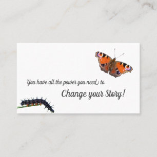 Caterpillar butterfly change motivational monogram business card