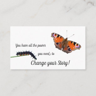 Caterpillar butterfly change motivational monogram business card