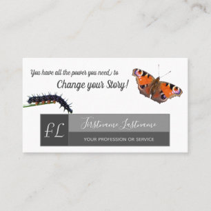 Caterpillar butterfly change motivational monogram business card