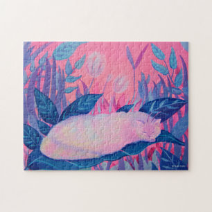 Caterpillar Cat Pink Purple Blue Fantasy Jigsaw Puzzle