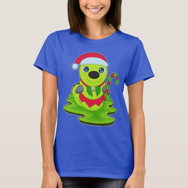 Caterpillar Christmas Candy cane T-Shirt (Front)