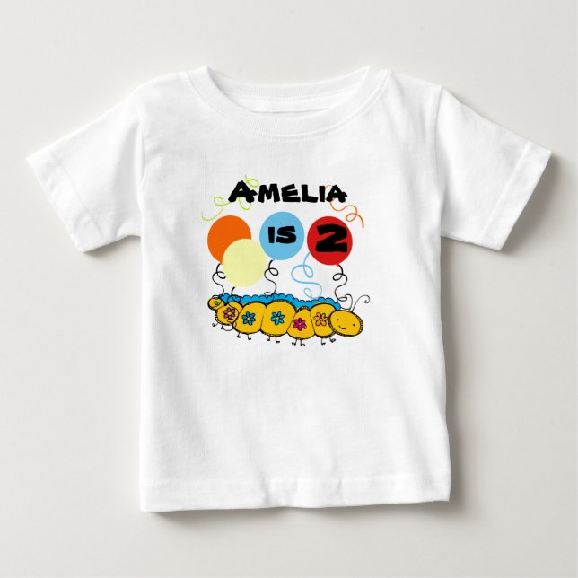 Caterpillar Customisable Birthday T-shirt (Front)