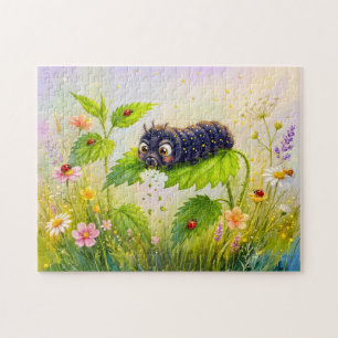Caterpillar Feeding on Nettle Leaves Jigsaw Puzzle