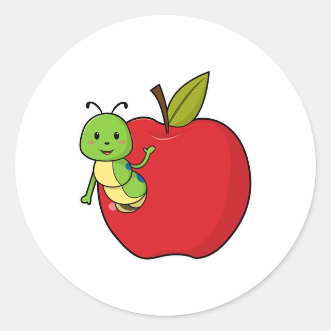 Caterpillar from Apple Classic Round Sticker (Front)