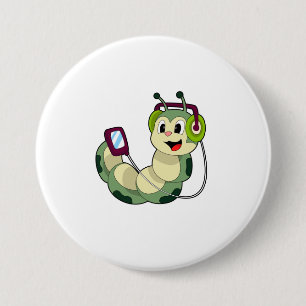Caterpillar Headphone Music 7.5 Cm Round Badge