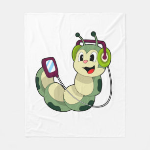 Caterpillar Headphone Music Fleece Blanket
