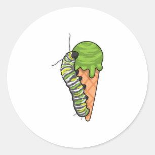 Caterpillar Ice cream Classic Round Sticker