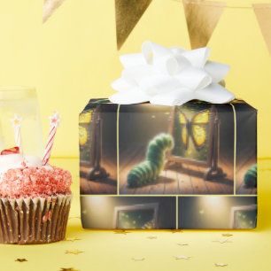 Caterpillar Looking At a Butterfly In a Mirror Wrapping Paper