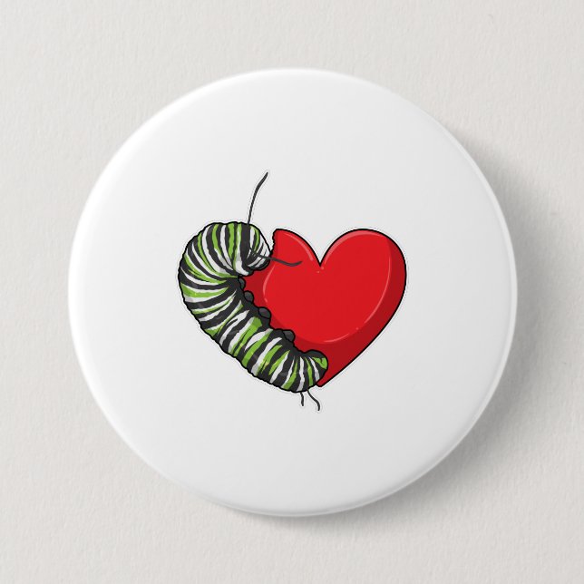 Caterpillar Love Heart 7.5 Cm Round Badge (Front)
