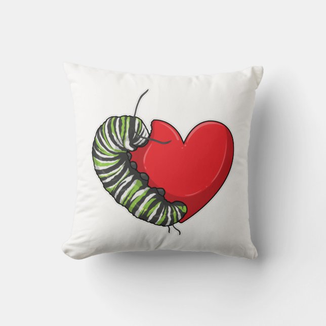 Caterpillar Love Heart Cushion (Front)