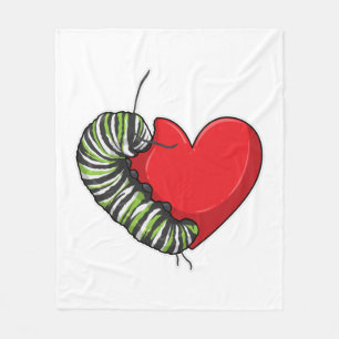 Caterpillar Love Heart Fleece Blanket