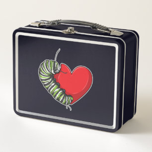Caterpillar Love Heart Metal Lunch Box