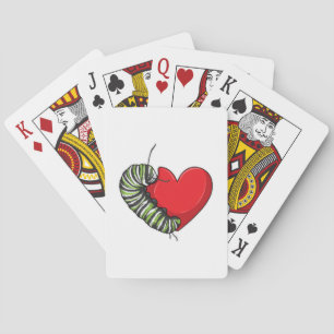 Caterpillar Love Heart Playing Cards
