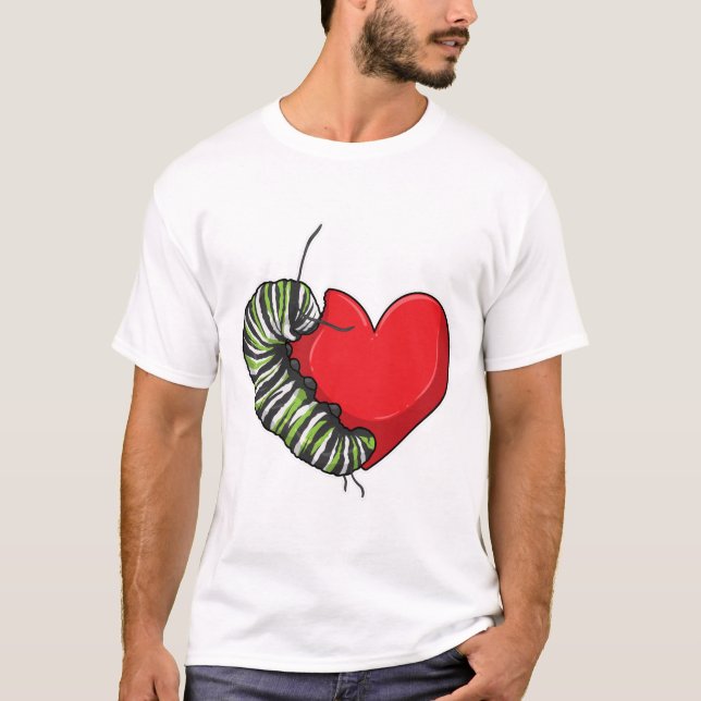 Caterpillar Love Heart T-Shirt (Front)