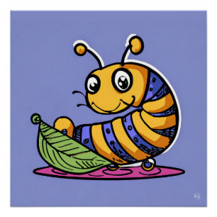 Caterpillar On A Leaf Glossy Poster