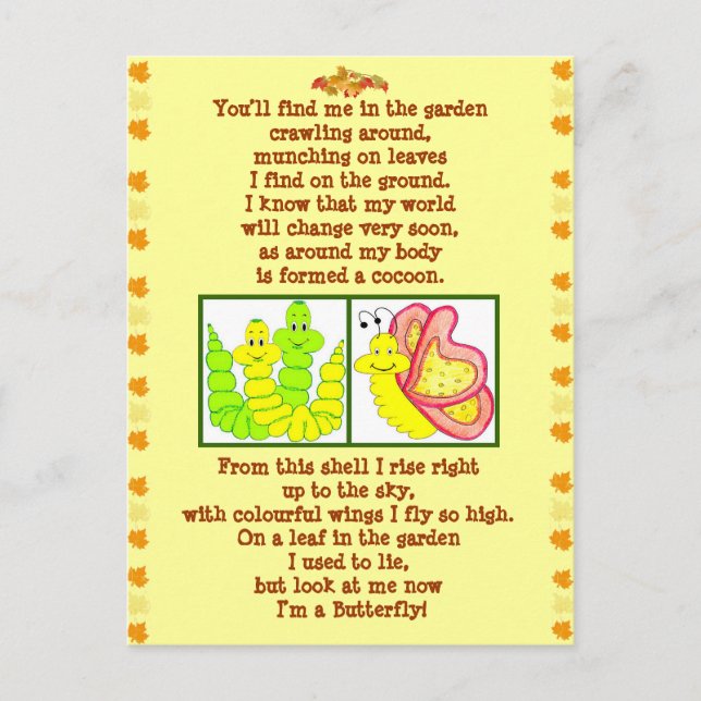 Caterpillar poem post card (Front)