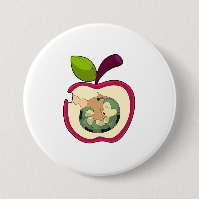 Caterpillar Sleeping Apple 7.5 Cm Round Badge (Front)