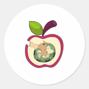 Caterpillar Sleeping Apple Classic Round Sticker