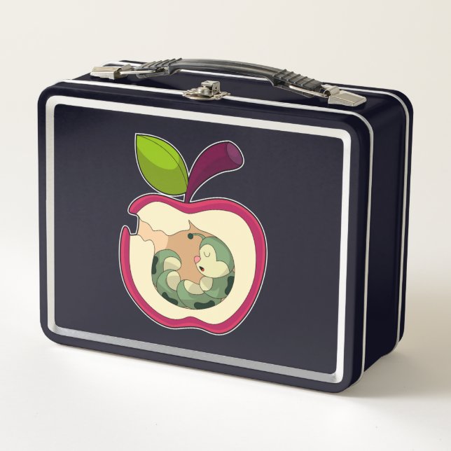 Caterpillar Sleeping Apple Metal Lunch Box (Front)