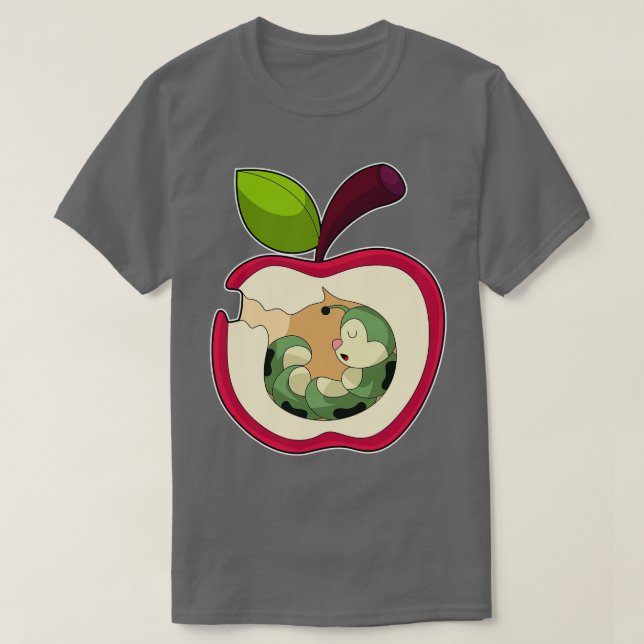 Caterpillar Sleeping Apple T-Shirt (Design Front)