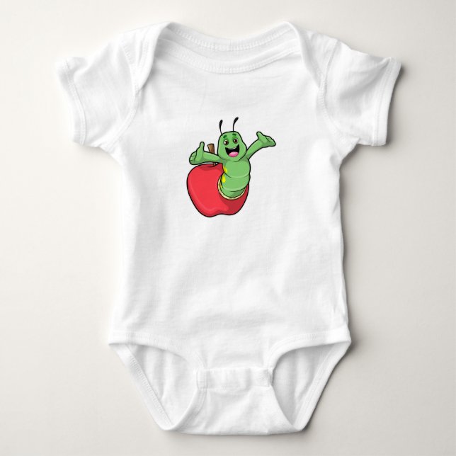 Caterpillar with Apple Baby Bodysuit (Front)