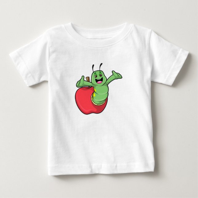 Caterpillar with Apple Baby T-Shirt (Front)