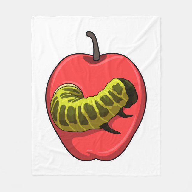 Caterpillar with Apple Fleece Blanket (Front)