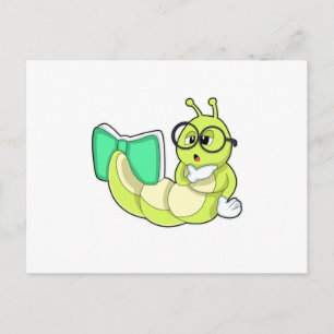 Caterpillar with Book Postcard
