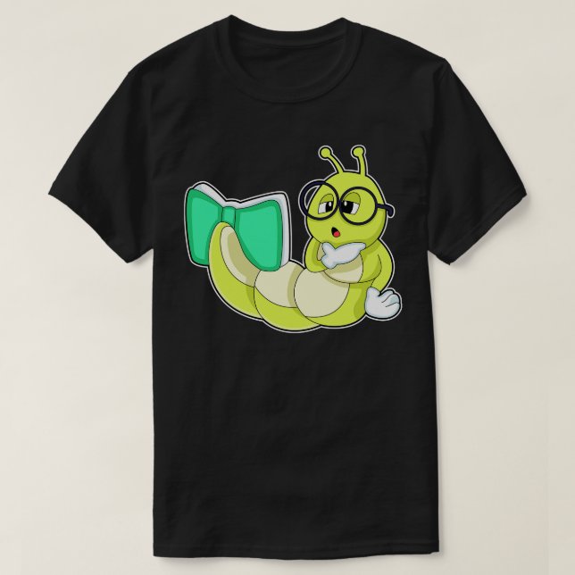 Caterpillar with Book T-Shirt (Design Front)