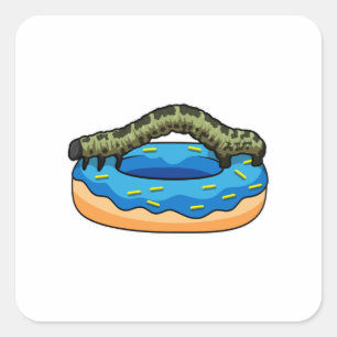 Caterpillar with Donut Square Sticker