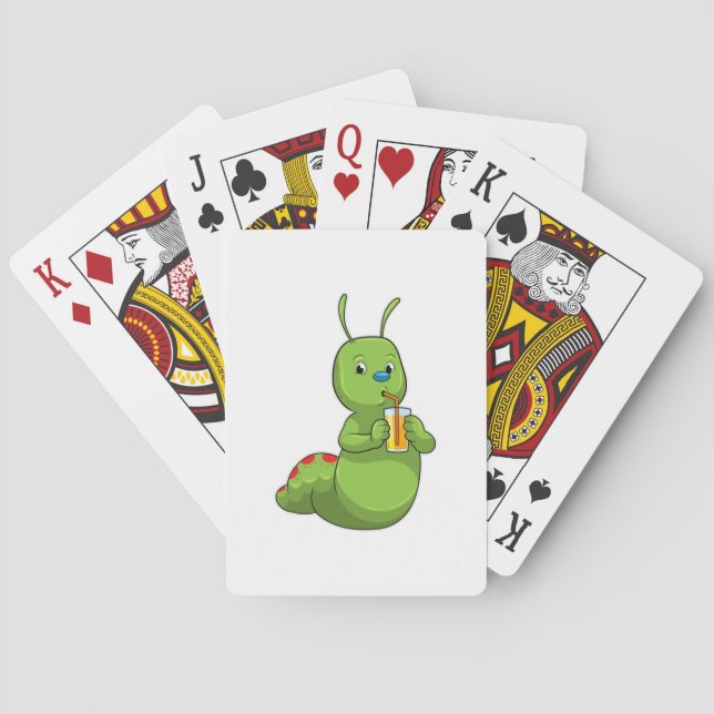 Caterpillar with Glass of Orange juice Playing Cards (Back)