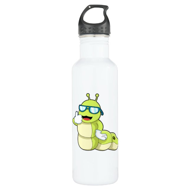 Caterpillar with Glasses 710 Ml Water Bottle (Front)