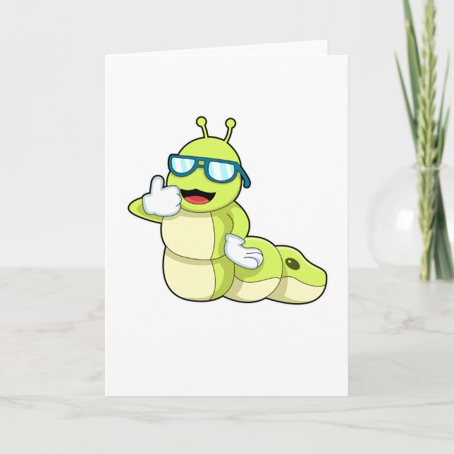 Caterpillar with Glasses Card (Front)